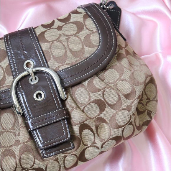 Vintage Coach Y2K SOHO Brown and Tan Signature Shoulder Bag - Picture 4 of 7